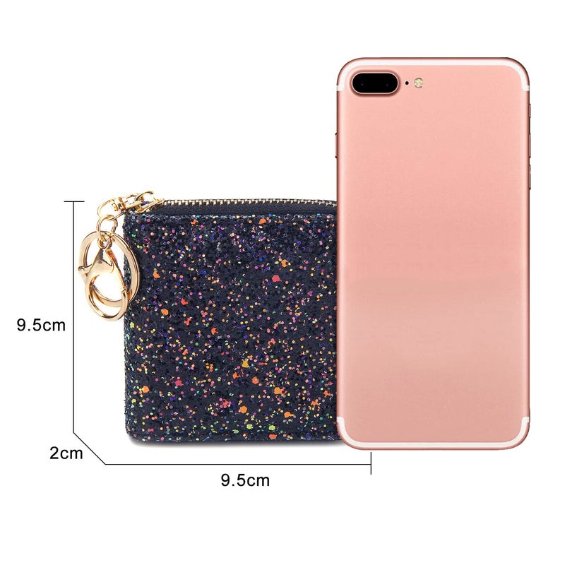 GEEAD Small Glitter Wallet for Women Girls Mini Coin Purse Pouches with Key Ring for Christmas - Image 3